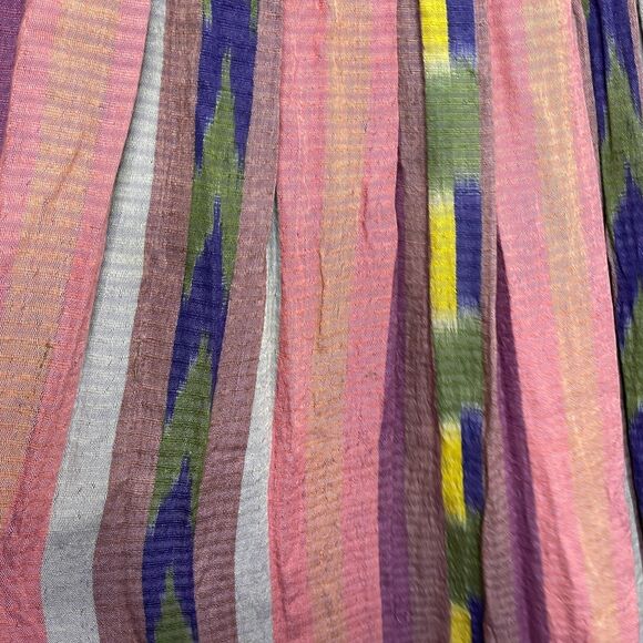 Vintage Sarah Arizona Sz M Rayon Boho Maxi‎ Skirt Southwest Ikat Stripe Pleated - Picture 7 of 16